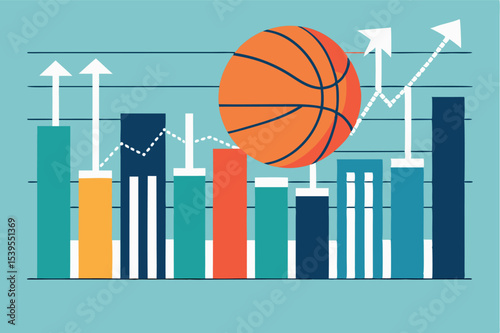 Creative basketball-themed infographic showcasing rising trends in sports analytics and performance metrics