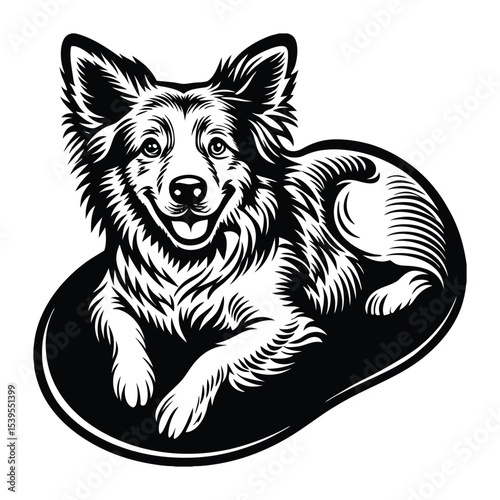 Wallpaper Mural Puppy with floppy ears silhouette vector illustration black color design and solid white background Torontodigital.ca