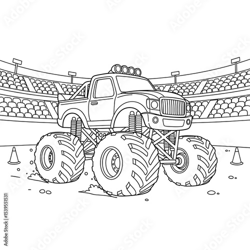 Monster truck coloring page for kids and adults printable free activity fun coloring book on transparent background