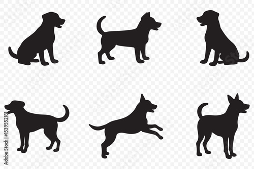 Vector silhouette of a dog on a white background.  This clean and minimal design is ideal for pet-themed graphics . 