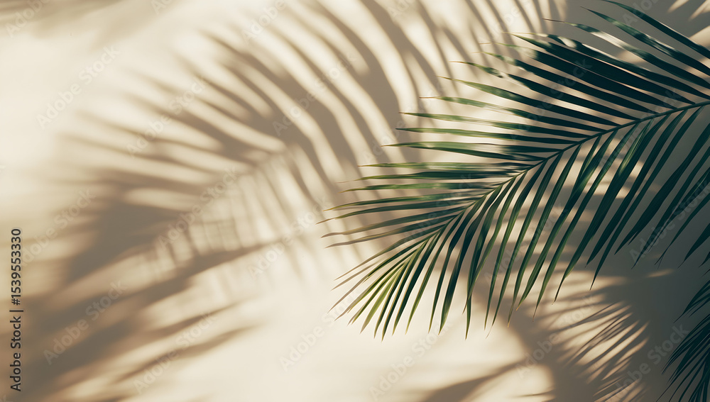 Obraz premium Palm leaf shadow on beige background