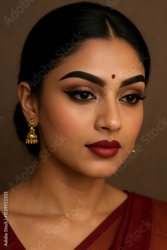 Young woman with beautiful eyebrows, closeup