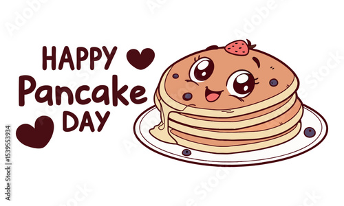 National Pancake Day. Vector illustration design. Pancakes stack with berries or honey.