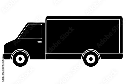 Black Silhouette Delivery Truck Icon Vector Illustration