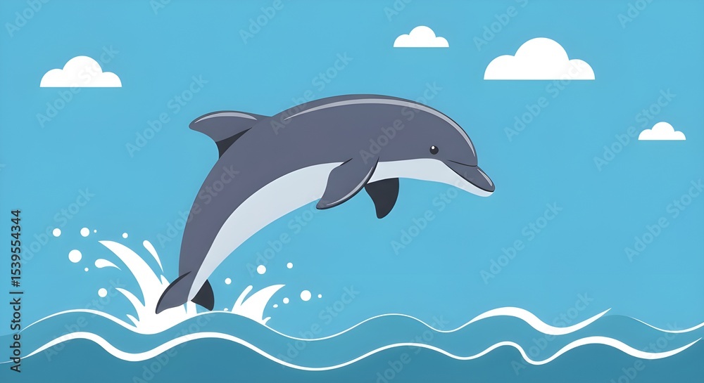 Obraz premium Dolphin jumping vector illustration