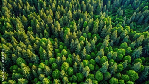 Fototapeta Naklejka Na Ścianę i Meble -  Dense pine forest from above