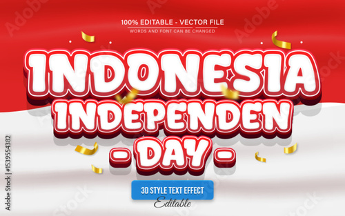 Editable white 3D text effect on Indonesian independence day