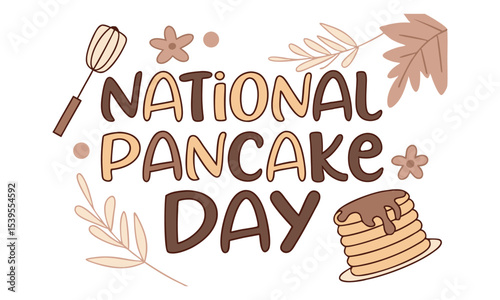 National Pancake Day. Vector illustration design. Pancakes stack with berries or honey.