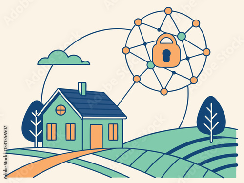 Green Vector Illustration of Glowing Rural Data Streams  