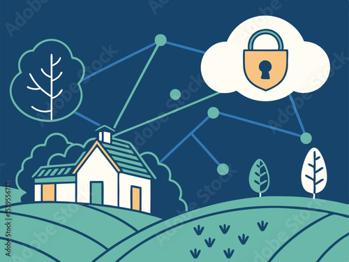 Modern Palette Vector of Secure Digital Shield for Rural  