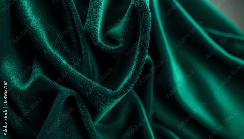 Obraz premium Luxurious Green Velvet Fabric Texture – Elegant Emerald Cloth Background for Premium Design and Textile Projects