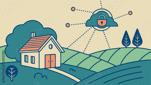 Deep Blue Vector of Digital Inclusion in Rural Areas  