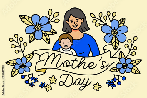 A heartwarming black and white graphic design for Mother's Day.