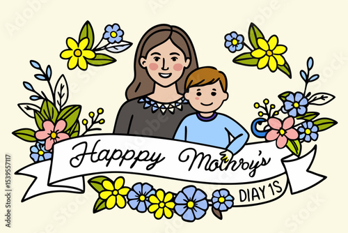 A heartwarming black and white graphic design for Mother's Day.