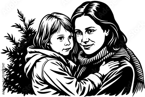 A heartwarming black and white graphic design for Mother's Day.