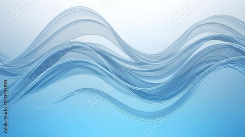 Abstract Flowing Blue Ribbon Waves With Gradient Background Representing Fluidity And Tranquility