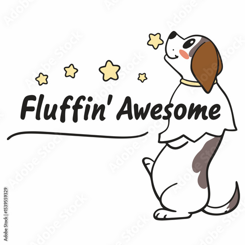 A cute dog with floppy ears, barking in fear, side view, black outline, minimalist style