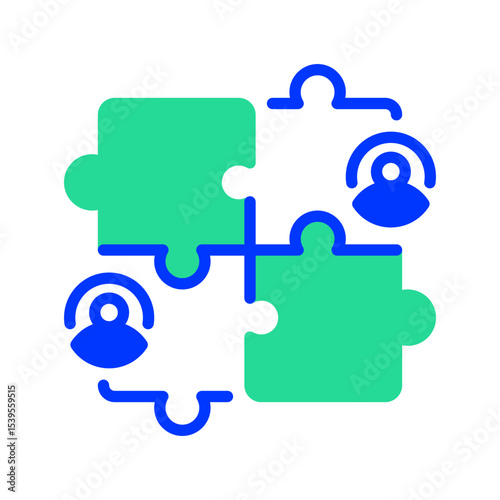 Team Puzzle Pieces line icon. linear style sign for mobile concept and web design. Outline vector icon. Symbol, logo illustration. Vector graphic