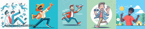 vector image a man having fun flat design simple and cool