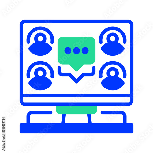 Virtual Meeting line icon. linear style sign for mobile concept and web design. Outline vector icon. Symbol, logo illustration. Vector graphic