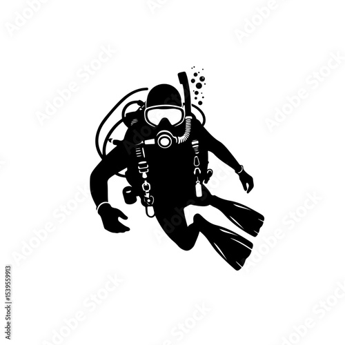 Scuba diver silhouette , Scuba diver vector	
