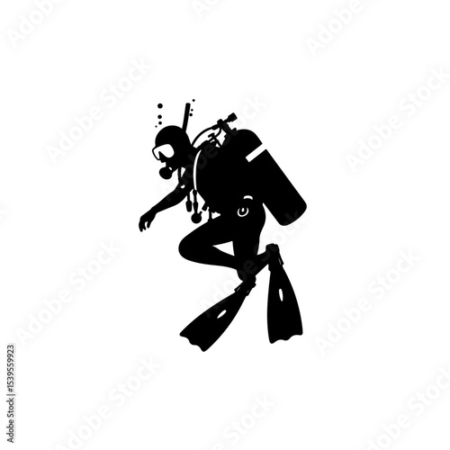 Scuba diver silhouette , Scuba diver vector	
