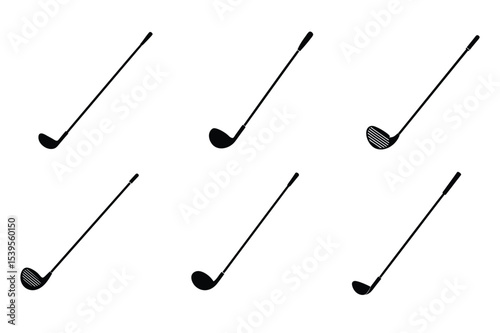 Golf Club Icons A Set of Six Vector Illustrations for Design Projects