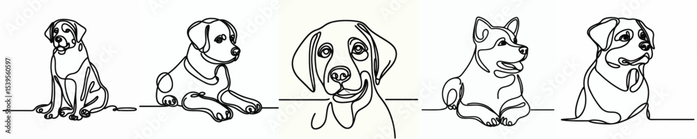 Fototapeta premium dog vector with continuous line style simple