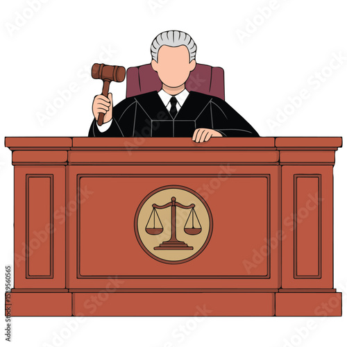 flat illustration of judge character isolated vector on white background