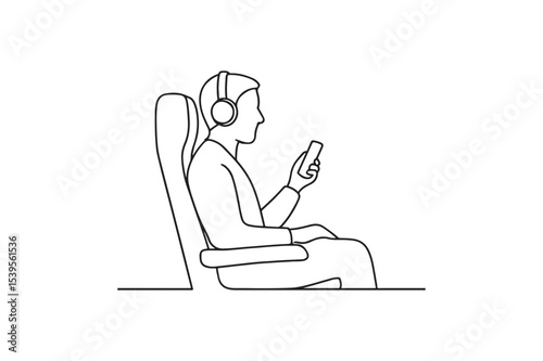 In-flight Passenger continuous one line drawing minimalism design