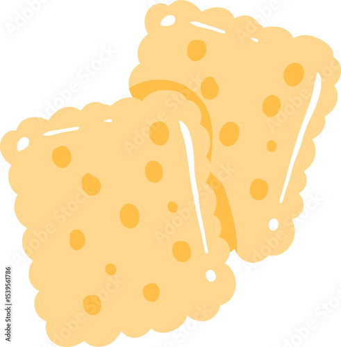 Cute Cracker Illustration, Snack Food Clipart, Simple Crunchy Biscuit Graphic