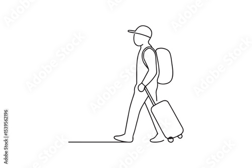 Passenger with Gear continuous one line drawing minimalism design