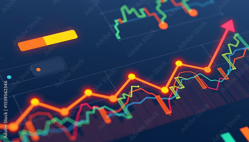 Obraz premium Analyzing stock market trends finance sector data visualization digital environment close-up view investment insights