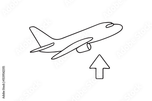 Plane Departure continuous one line drawing minimalism design