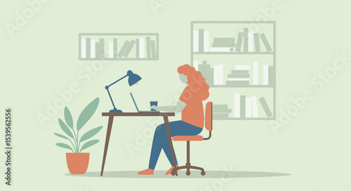 Pregnant Woman Working From Home Office