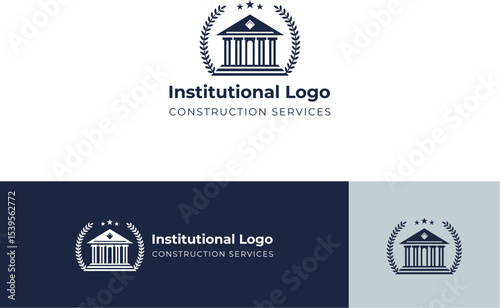 Classical Emblem with Laurel Wreath and Pillared Building | Symbol of Tradition, Honor & Prestige