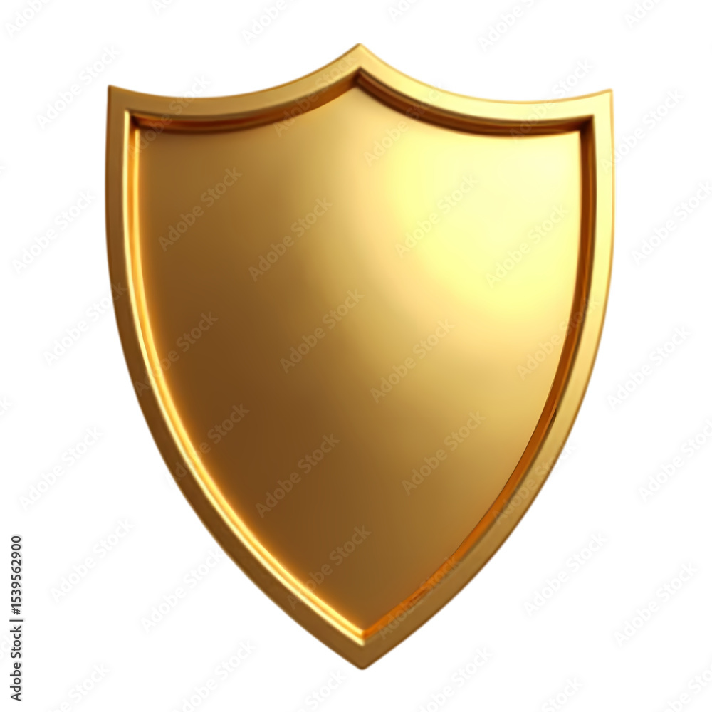 A single golden shield isolated isolated on transparent background A single golden shield isolated isolated on transparent background