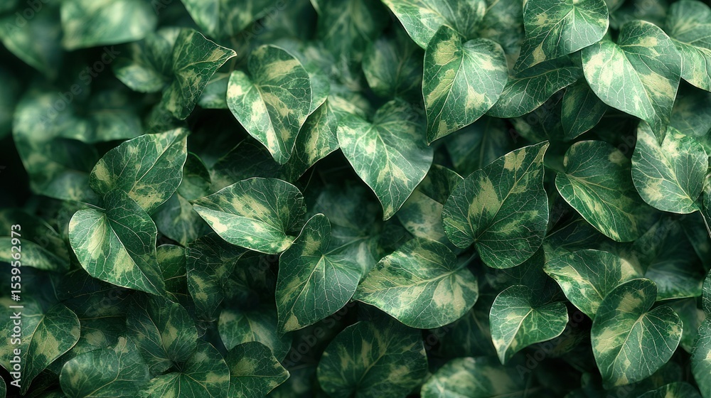 Fototapeta premium Dense foliage of variegated ivy, green and cream patterns