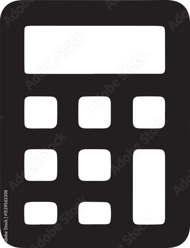 Black and white calculator icon representing math, accounting, and finance, perfect for budgeting and business analysis design applications