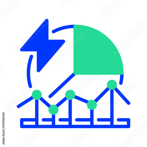 Power Usage Graph Line Icon, Outline Symbol for Energy Consumption Analysis, Electricity Trends, Smart Grid Monitoring, and Utility Reports. Vector Sign Icon.