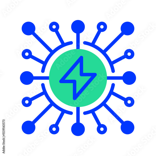 Smart Grid Line Icon, Outline Symbol for Advanced Energy Distribution, Intelligent Power Systems, Renewable Energy Integration, and Digital Grid Technology. Vector Sign Icon.