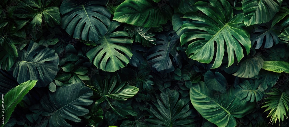 Fototapeta premium Lush, deep green tropical leaves