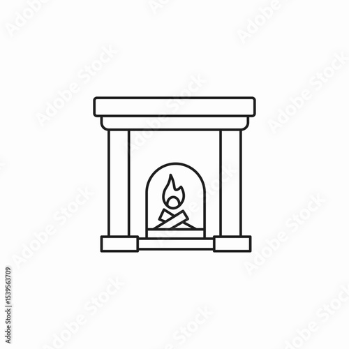 fireplace heating warmth icon sign vector