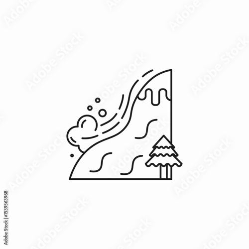 landslide with tree icon sign vector