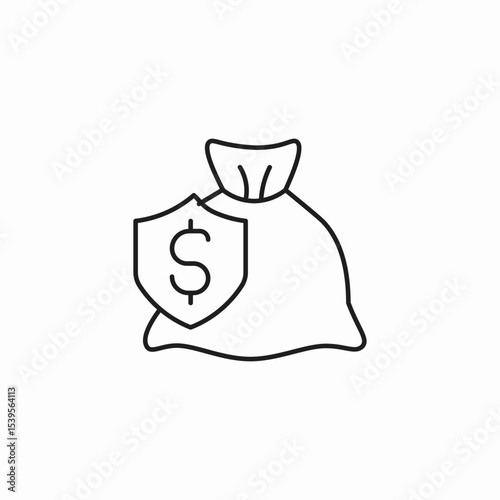money bag with shield icon sign vector
