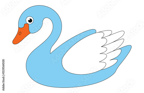 Cute Blue Swan Illustration 