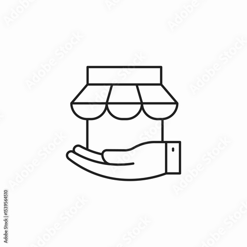 store front hand icon sign vector