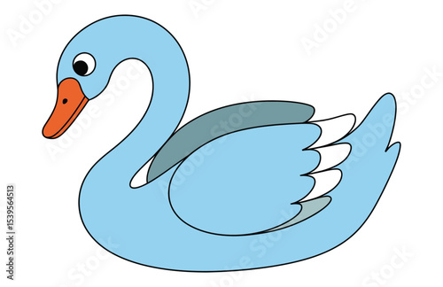 Gentle Swan: A serene illustration of a charming swan, its graceful form highlighted with soft, elegant colors. 