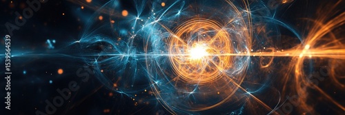 Abstract swirling energy fields in vibrant blue and orange