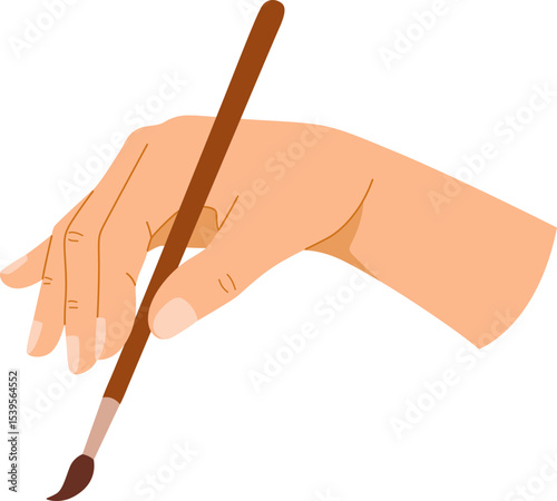Hand Holding a Paintbrush for Painting

